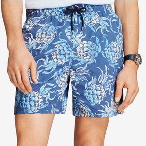 ⭐ Brooks Brothers Blue Pineapple Print Swim Trunks Size Small